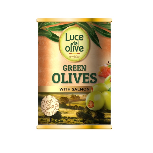 5425032882410 Olīves zaļas ar lasi Luce del Olive 300ml KG 0.280 
